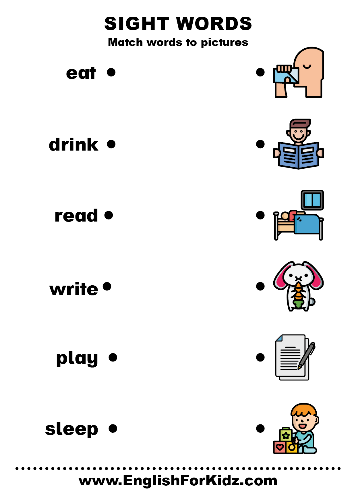 English for Kids Step by Step: Sight Words Worksheets