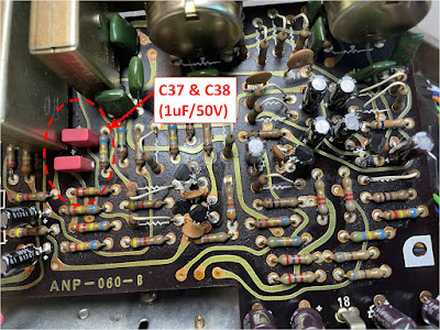 Pioneer SX-828_AF Amplifier Board_after servicing_C37 & C38_replaced
