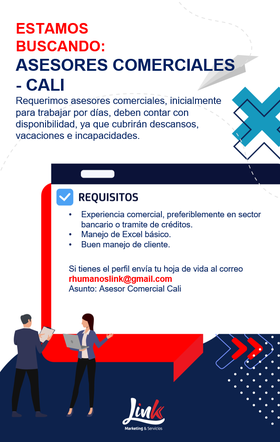 📂 Empleo en Cali Hoy como Asesor Comercial 💼 |▷ #Cali #SiHayEmpleo #Empleo