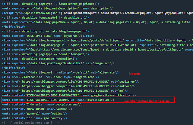 Verift Webmaster Bing blogger