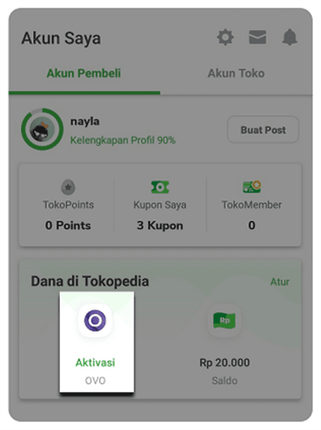 aktivasi ovo di tokopedia