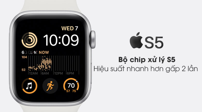 Đồng hồ Apple Watch SE (2022) GPS 44mm Silver - Viền nhôm, dây cao su - MNK23VN/A - Hàng chính hãng