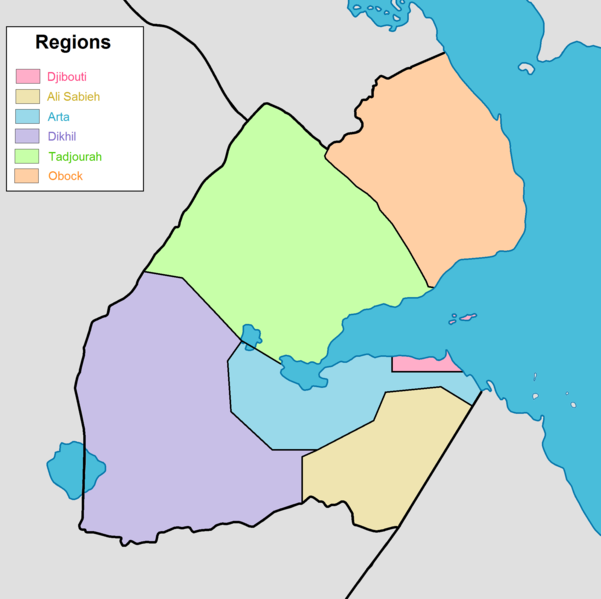 Peta pembagian wilayah administratif Djibouti