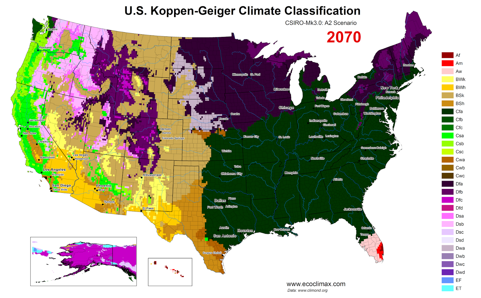 Global warming A2 scenario: 2070