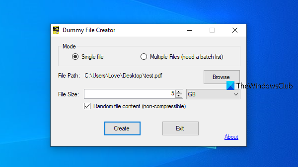 Создание фиктивных файлов