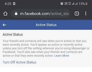 Hide active status on Facebook mobile site