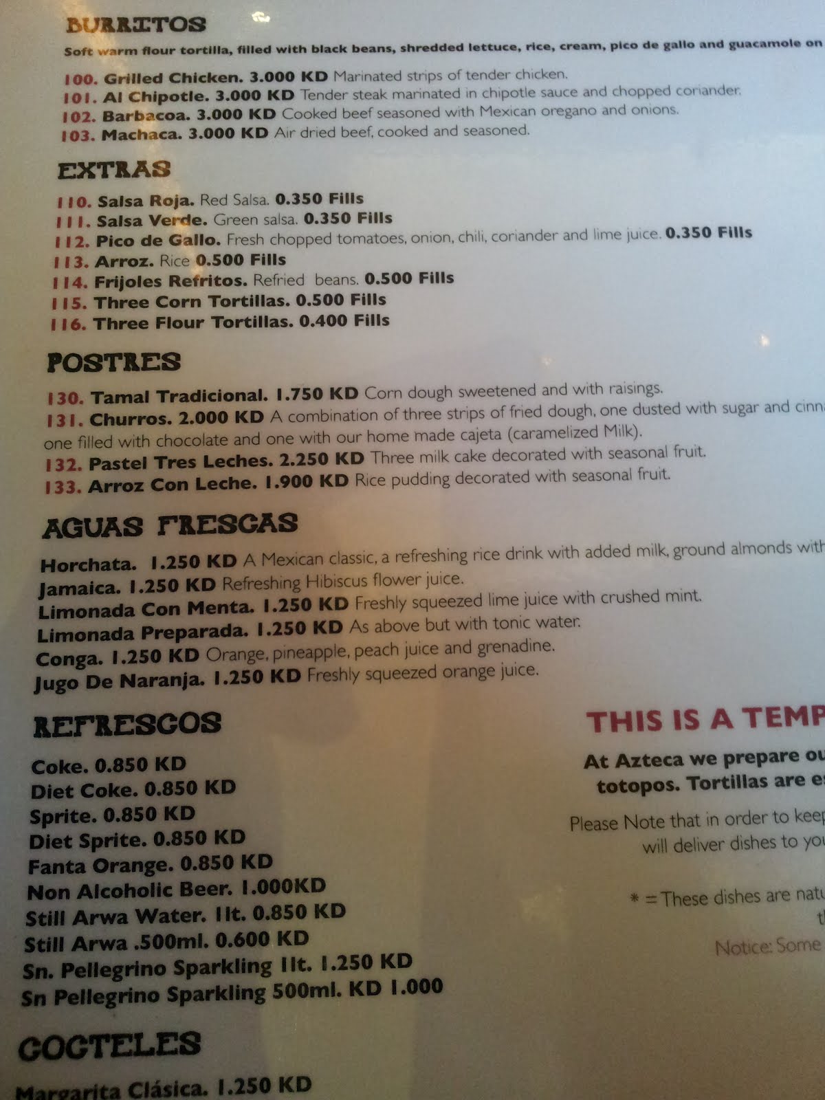 Life in Kuwait Blog: Azteca Mexican Food