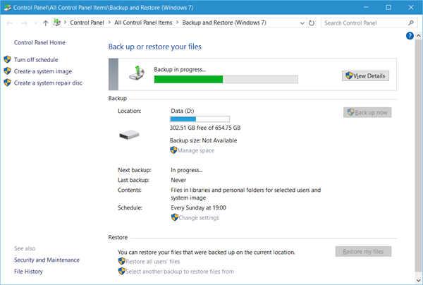Herramienta de restauración de copia de seguridad de Windows 7 Windows 10