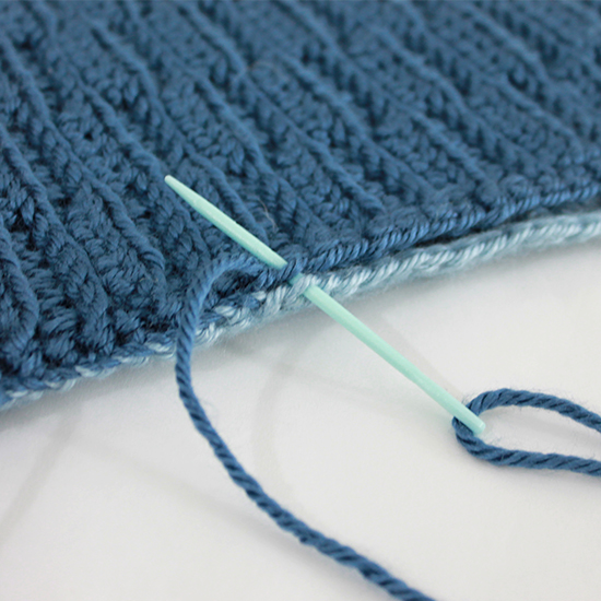 Join crochet squares with a back-loop-only whip stitch | Crochet Along Afghan Sampler for 2015 from The Inspired Wren