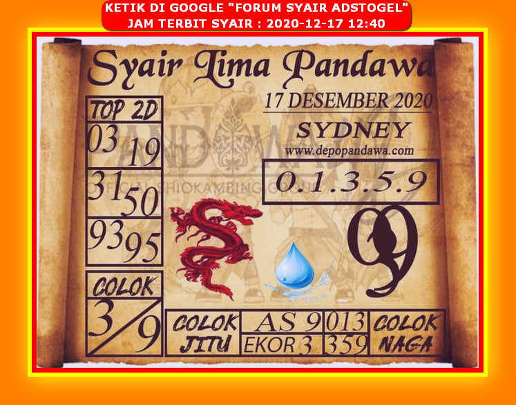 Kode Syair Sydney Kamis 17 Desember 2020 Kumpulan Syair Toto