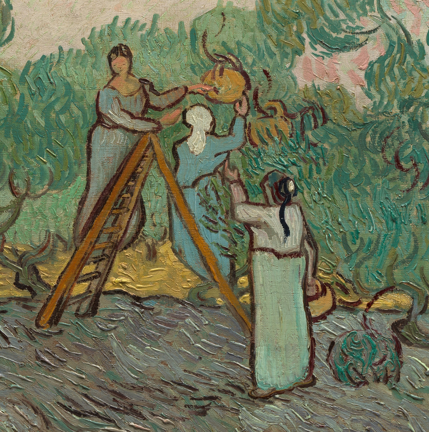 художник идет работать. художник идет работать. ван гог оливы женщины собирают. художник идет работать. винсент ван гог.