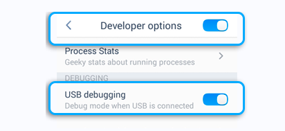 turn on developer option and USB debugging