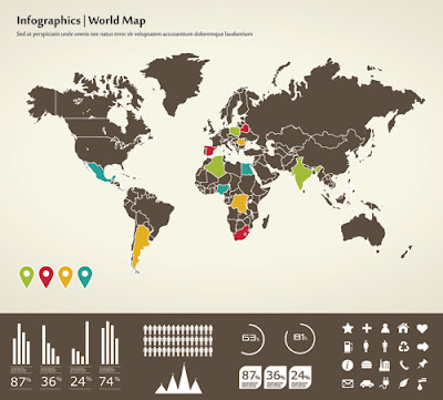 World Map with Infographic vector