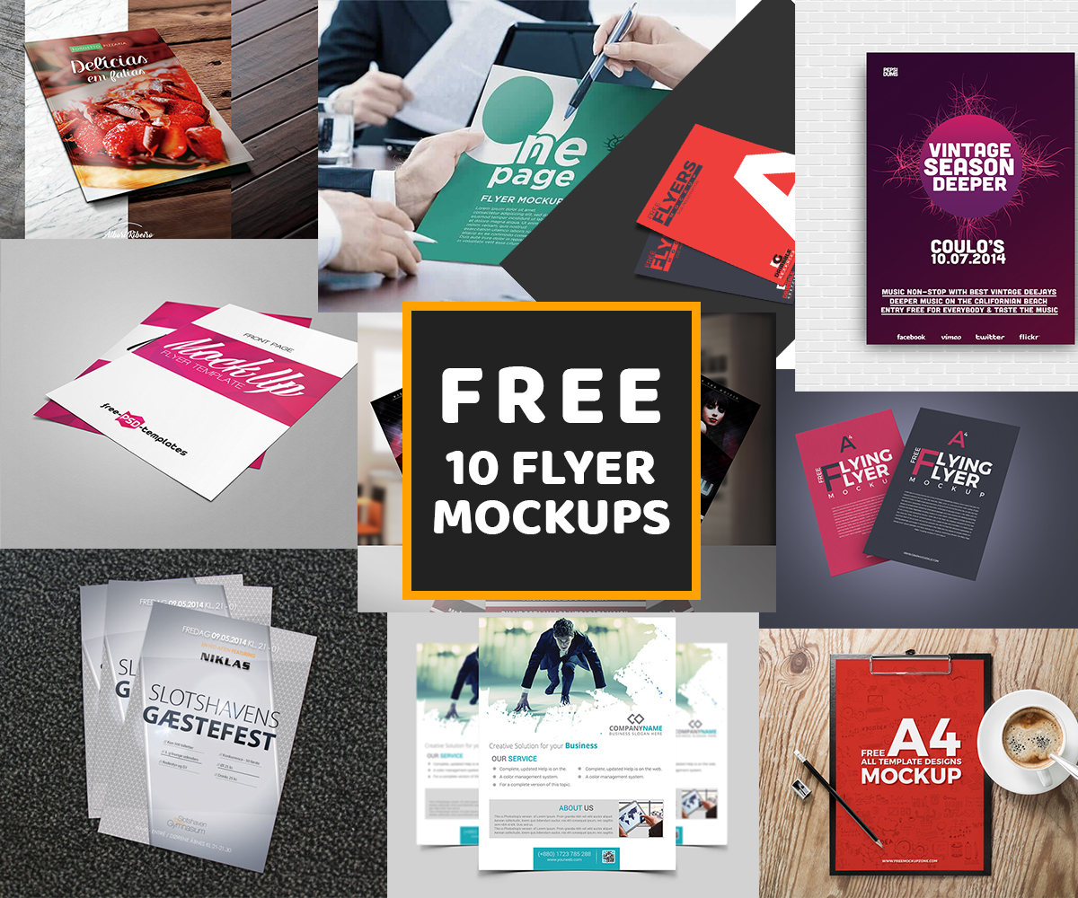 PSD-Flyer-Mockups-Collection 10-Different-Types-of-Free-PSD-Flyer-Mockups-Collection, PSD mockup collection free download