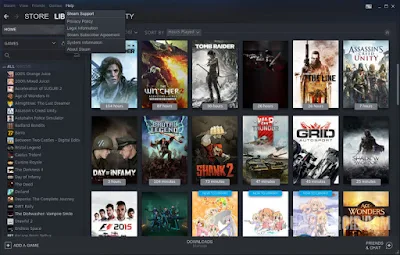 Membuka ke Menu Steam Support via Help