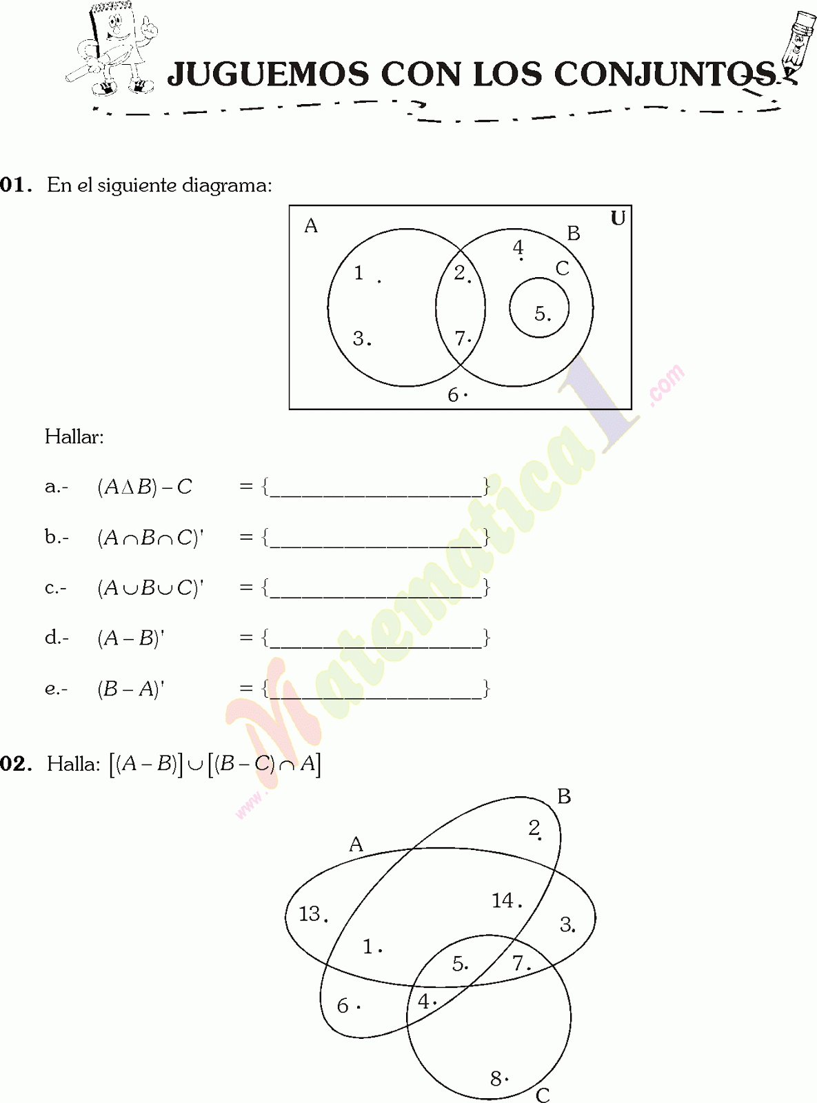 OPERACIONES CON CONJUNTOS Y DIAGRAMAS DE VENN EJERCICIOS RESUELTOS PARA