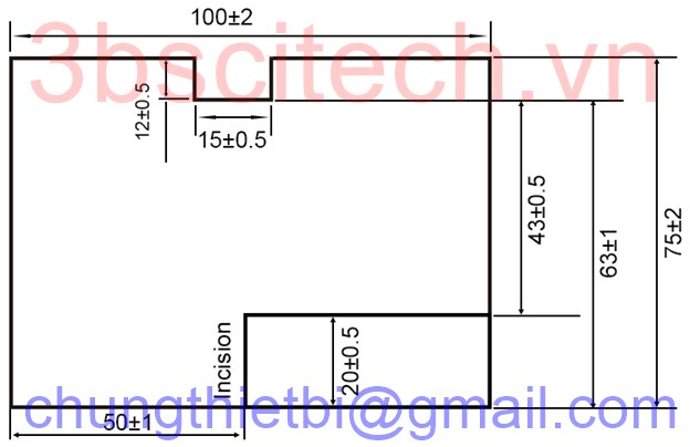 Kích thước mẫu đo độ bền xé vải - Dimension of tearing strength elmendorf sample