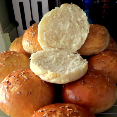 Onion Buns:  Soft and fluffy buns studded with onions