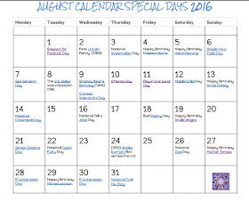 Calendar of special days free monthly printables.