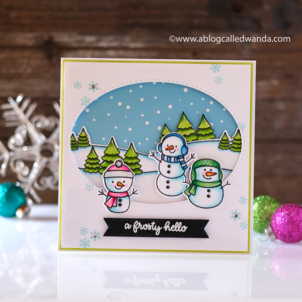 Sunny Studio Stamps: Feeling Frosty Scenic Route Stitched Oval Dies Winter Themed Snowman Card by Wanda Guess Sunny Studio Stamps: Feeling Frosty Scenic Route Stitched Oval Dies Winter Themed Snowman Card by Wanda Guess