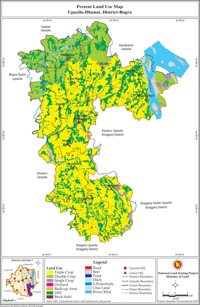 Dhunat Upazila Land Use Mouza Map Bogra District Bangladesh