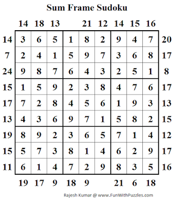 Answer of Sum Frame Sudoku (Daily Sudoku League #142)
