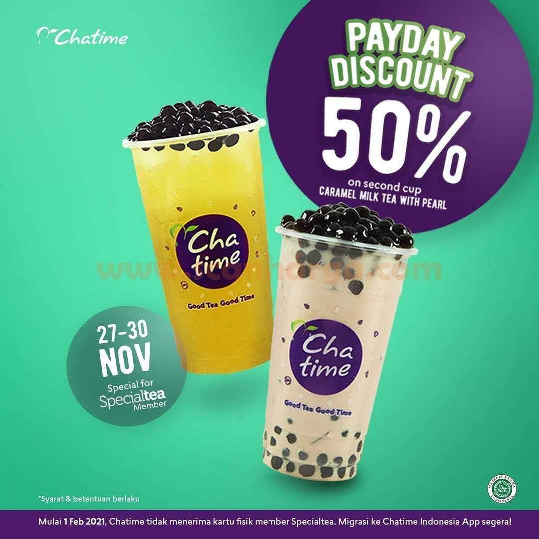 Chatime Promo Payday Diskon 50 Caramel Milk Tea with Pearl scanharga
