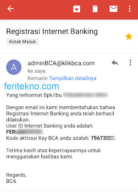 user id dan kode aktivasi key bca