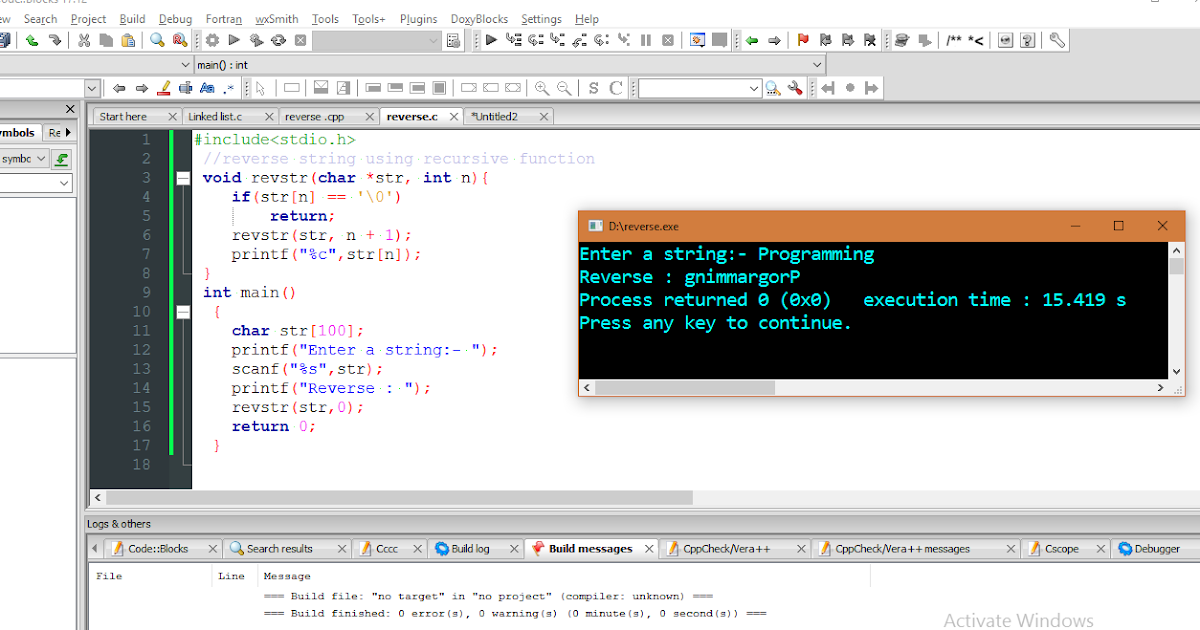 Program in C and C++ to print reverse of a given string using recursive ...