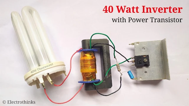 40 Watt Inverter with Power Transistor, TIP3055, TIP35