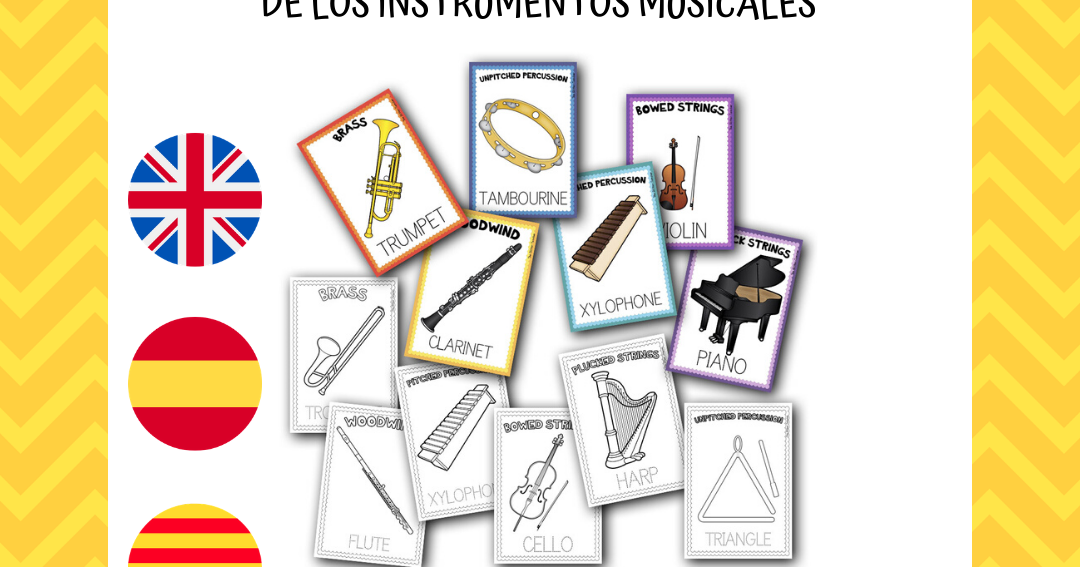 The Glitter Teacher: [POSTER] Instrumentos musicales en inglés, español