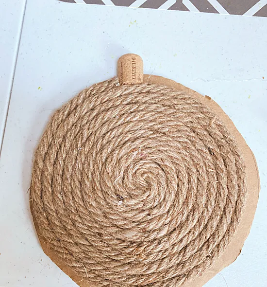 twine pumpkin with cardboard edge and stem