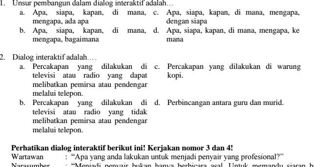 Contoh Soal UAS Bahasa Indonesia SMP Kelas 9 Semester 1