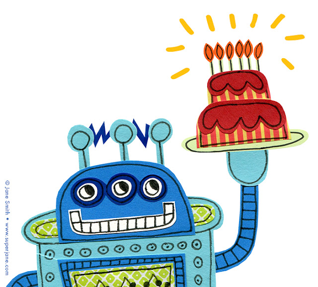 Free Printable Robot Birthday Card