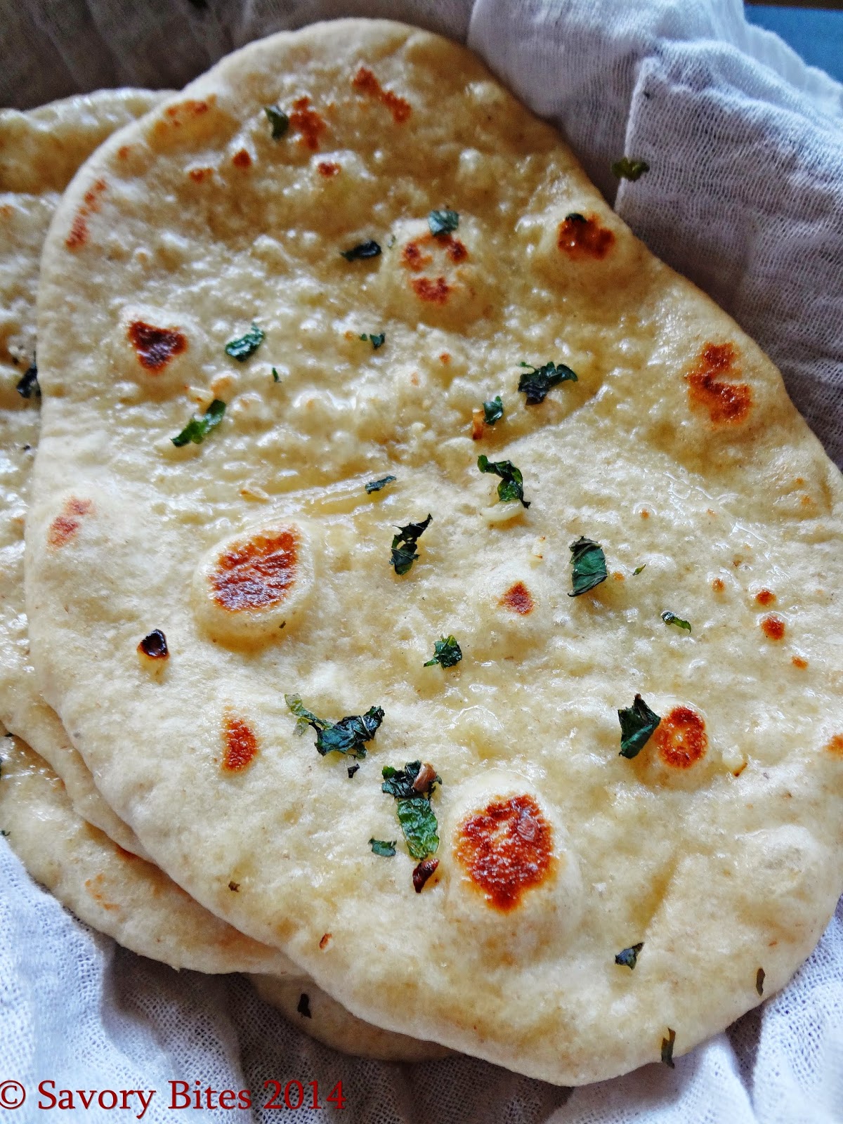 Mint Garlic Naan Indian Bread