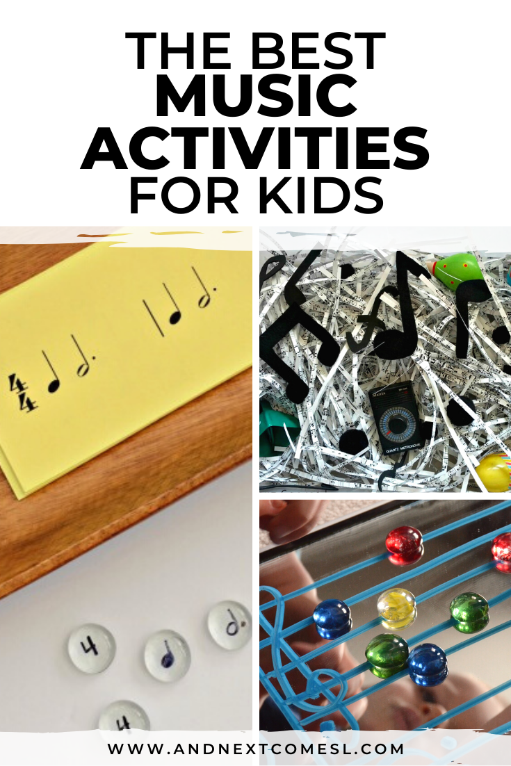 Music activities for kids to learn about music theory - plus printable music theory games too!