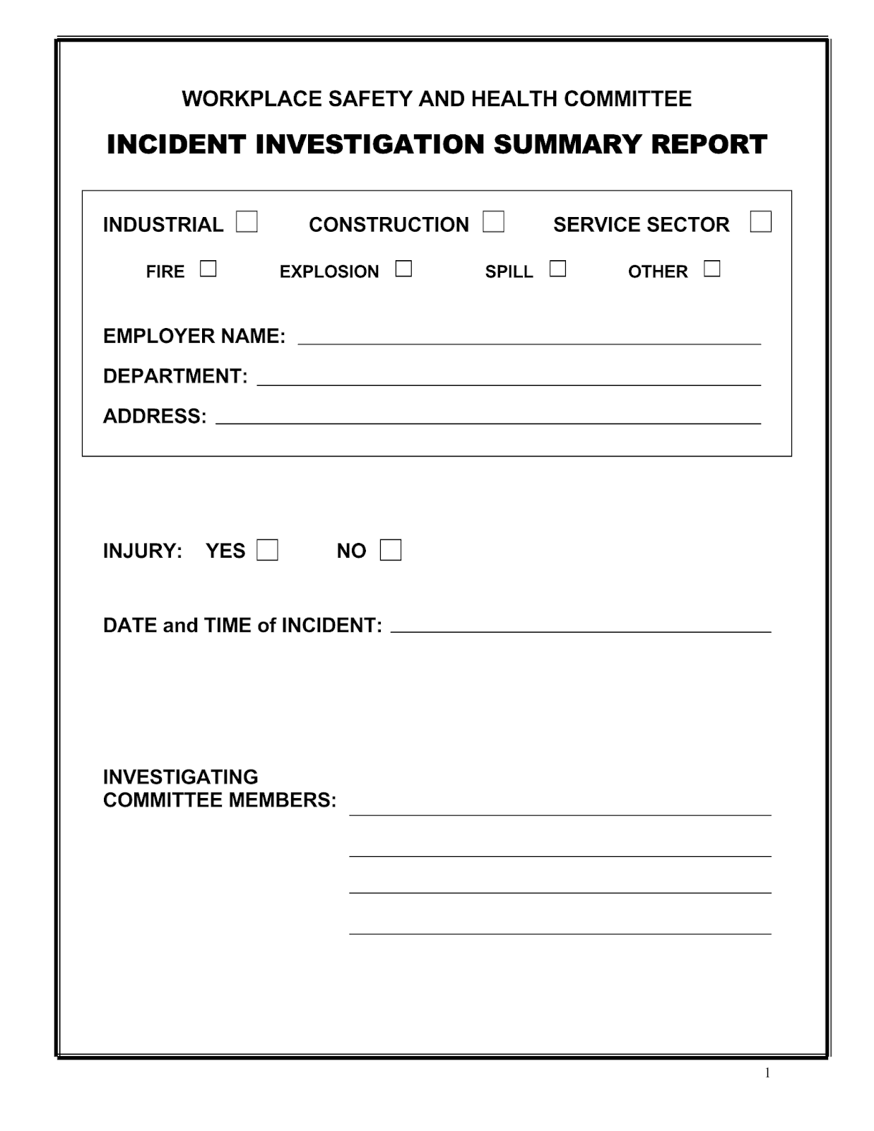 PDF] Accident Investigation Tips with Reporting Form download in With Health And Safety Incident Report Form Template