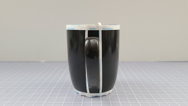 adhesive vinyl, coffee mug, wrapped mug, digital patterns, patterned adhesive vinyl
