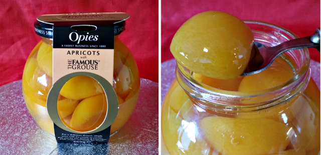 Opies Apricots steeped in syrup infused with The Famous Grouse Blended Scotch Whisky!