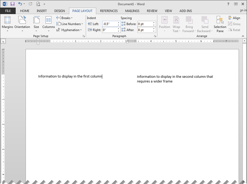 Eyonic Systems How to Set Unique Column Widths in Microsoft Word