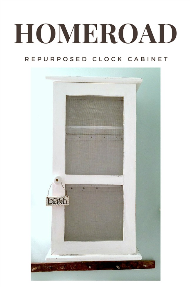 How to Repurpose a Clock into a Farmhouse Bathroom Cabinet www.homeroad.net