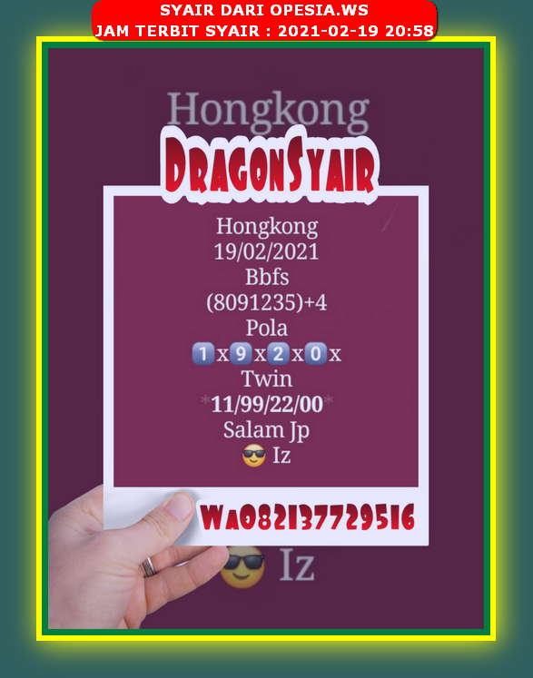 Syair Hk Hari Ini Jumat 19 Februari 2021 Opesia Official