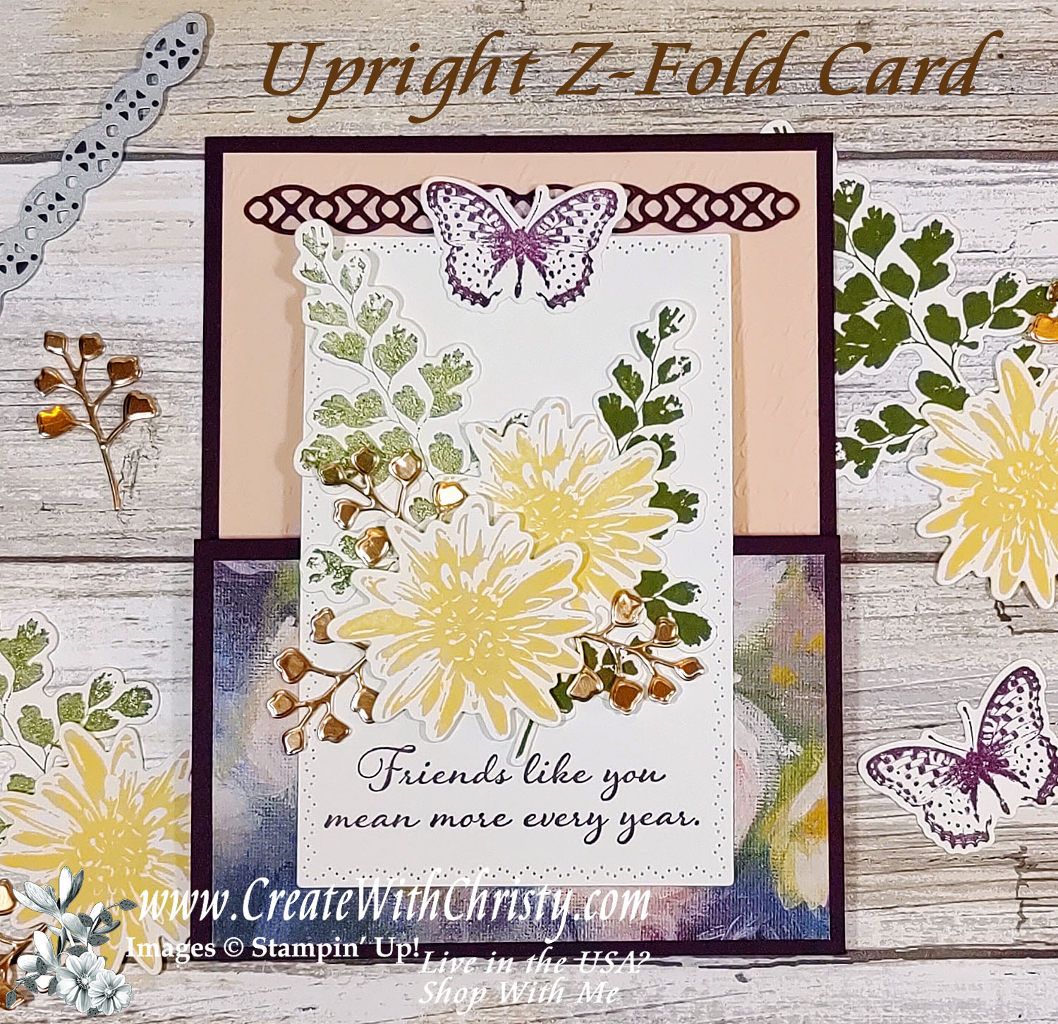How to Make an Upright Z Fold Card Positive Thoughts Card [Create
