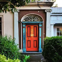 Dublin photos: distressed orange and blue door