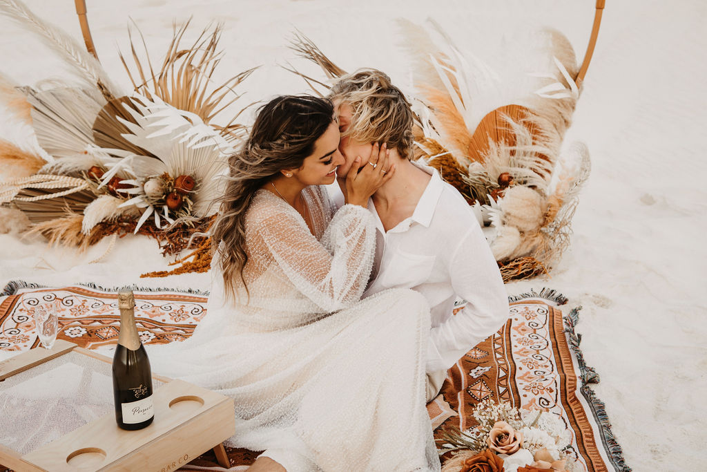 to the aisle australia | run away with me boho styled shoot perth Jypsea photography perth weddings sand dunes elopement bridal gowns hair makeup florals styled boho