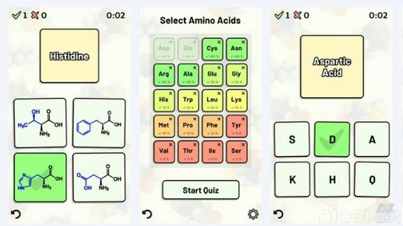 Daftar Game Android untuk Belajar Kimia, Kuis Asam Amino