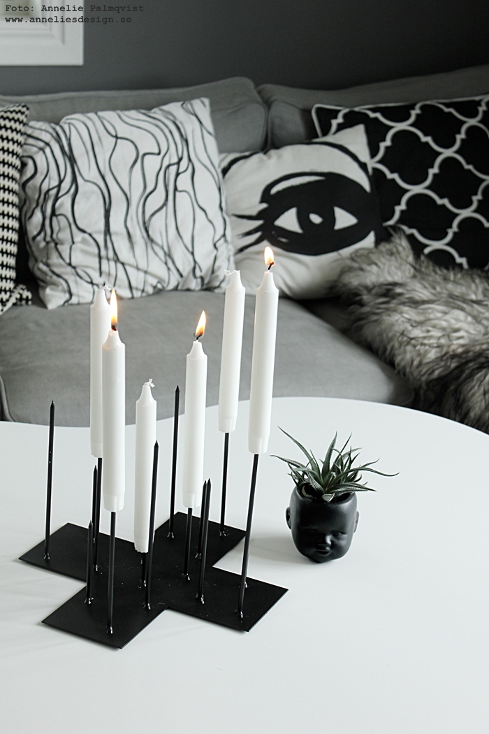 svart, vitt & rött Candle Cross ljusstake, design Annelie Palmqvist