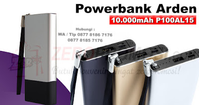 Souvenir Kantor Powerbank Promosi Arden 10.000mAh P100AL15, power bank portable charger untuk souvenir, Powerbank Metal 10000mAh, souvenir Powerbank Slim Power Bank Murah dan berkualitas untuk Souvenir Promosi dan Barang Promosi Kantor