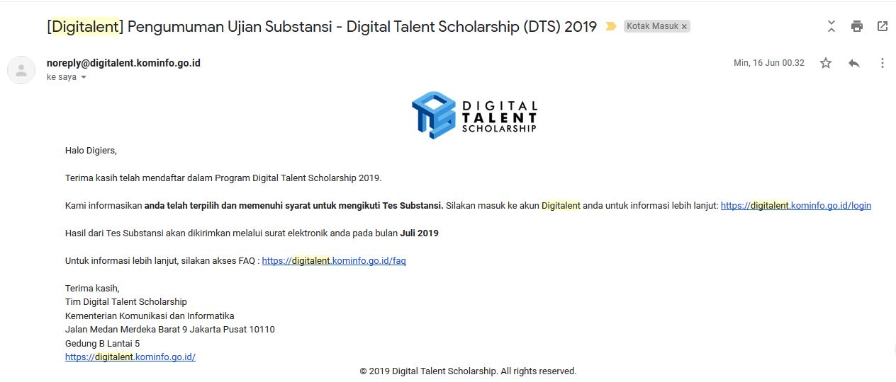 Part 1 Pengalaman Digital Talent Scholarship 2019 Pendaftaran Lulus Sebagai Peserta Dts Ketikan Tak Disengaja