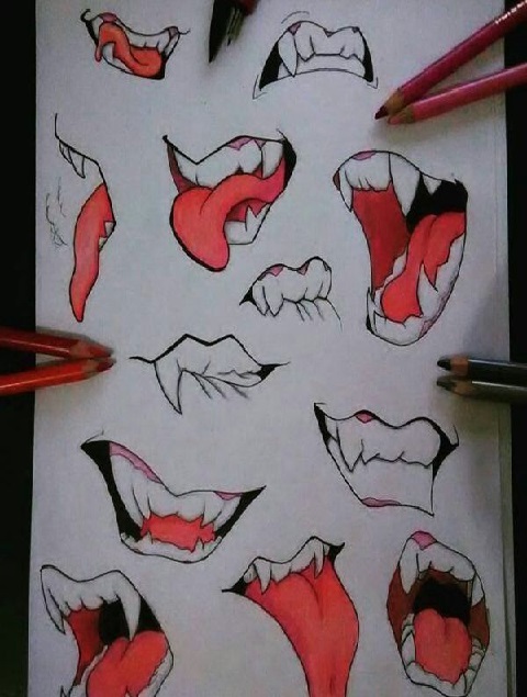 Pratique desenhar várias bocas e lábios - Arte no Papel Online